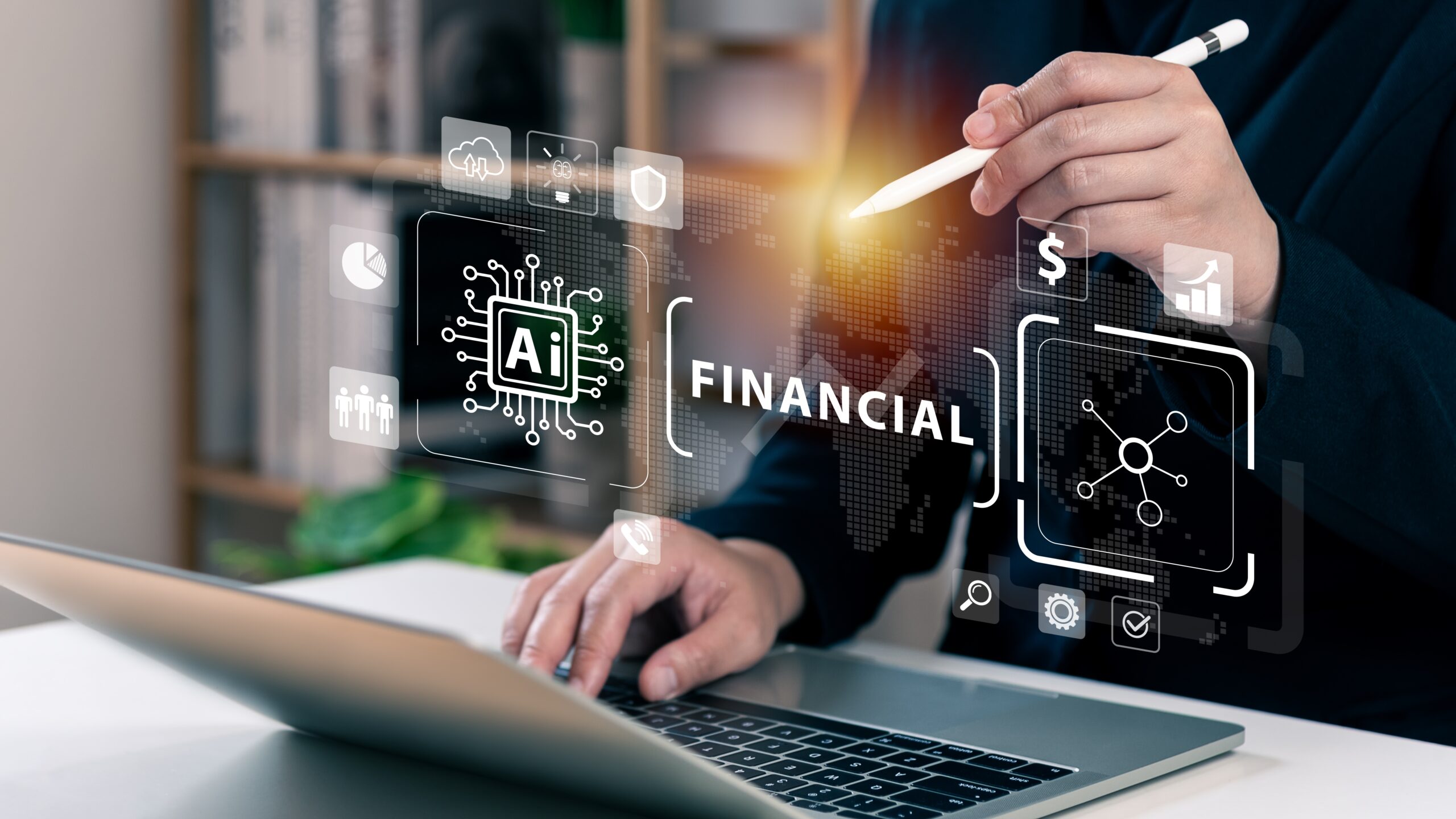 businessman,using,laptop,connecting,to,ai,tech,financial,concept,,business